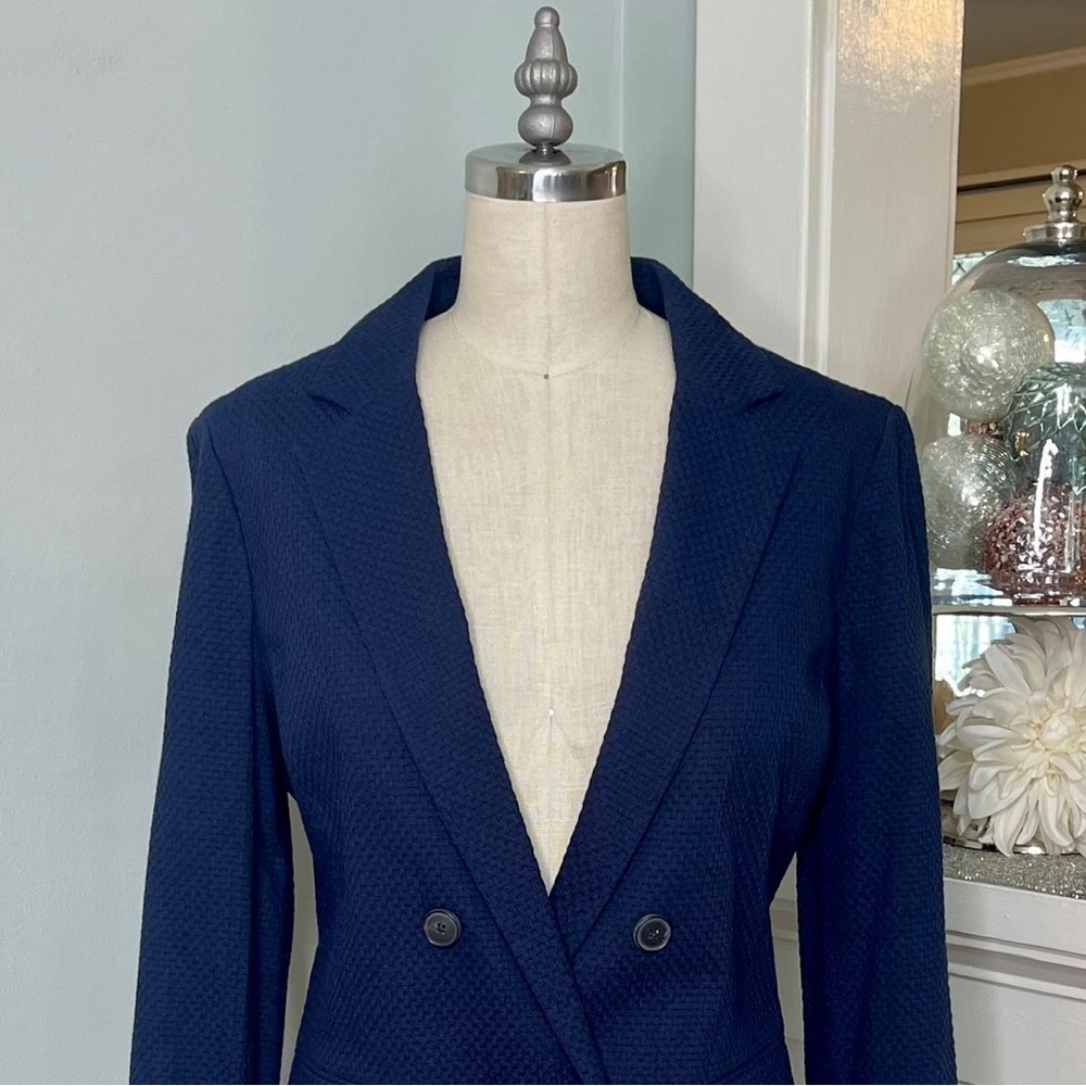 VINCE Navy Blue Cotton Stretch Textured Blazer Jacket 8 NWT - Picture 5 of 12